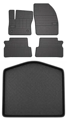 Produktbild von Gummimatten + Kofferraumwanne für Ford C-MAX MK1 2007-2010 (Standard-Kofferraum) – Schwarz, passgenau – Wielganizator SolidPRO