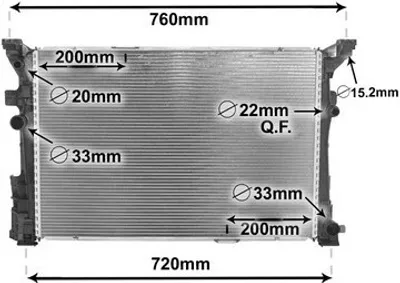Produktbild von VAN WEZEL 30002653 Kühler Wasserkühler Motorkühler passend für MERCEDES-BENZ B-Klasse (W246, W242) A-Klasse (W176) CLA Coupe (C117) GLA (X156)