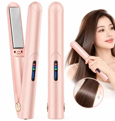 Produktbild von Mini Glätteisen, Kabellos Haarglätter mit Akku 2600 mAh, 3 Temperaturstufen, Keramikbeschichtung,Glätten, Locken für alle Haartypen