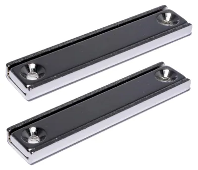 Produktbild von Neodym Magnet mit Bohrung Senkung - Extra Starke Topfmagnete 80mm x 13,5mm - 32 KG Zugkraft - Flachgreifer Quader mit M3 - Senkbohrung [2 Stück]
