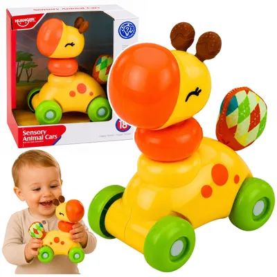 Obrázok produktu pre Interaktívne senzorické autíčko Žirafa pre batoľatá žlté
