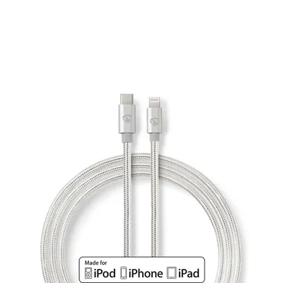 Produktbild von Nedis CCTB39650AL10, 1 m, Lightning, USB C, Männlich, Männlich, Aluminium