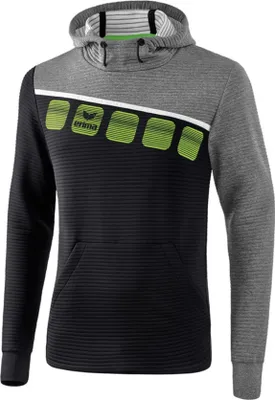 Produktbild von Erima Fußball Handball 5-C Kapuzensweat Herren Hoodie Sweatshirt schwarz grau weiß Gr M