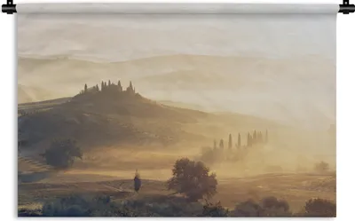 Produktbild von MuchoWow® Wandteppich Wandbehang Toskana - Nebel - Sonne 120x80 cm Tapisserie Dekoration Wandtuch - Wanddekorationen - Wandtücher