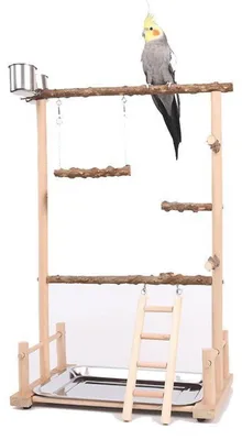 Produktbild von Vogelspielplatz Holz mit Schaukel 36,5x23x57cm für Sittiche und Nymphensittiche