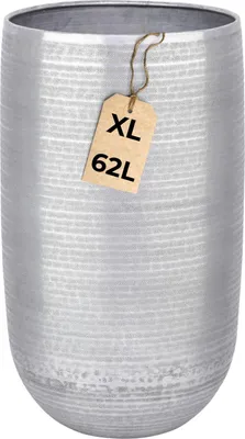 Produktbild von Marrakesch XXL Aluminium Blumenkübel Bodenvase 65 cm Hoch Silber Matt | Pflanzentopf Blumensäule 62 L groß rund für Outdoor Indoor | Blumentopf Blumentöpfe Camiel für Garten Balkon & Wohnzimmer