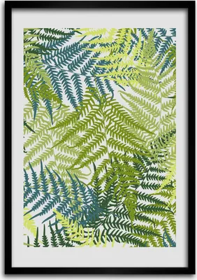 Produktbild von Bild - Bilderrahmen - Foto - 70 cm x 100 cm - MDF - Rahmen - Wandkunst - Blätter von Farnen