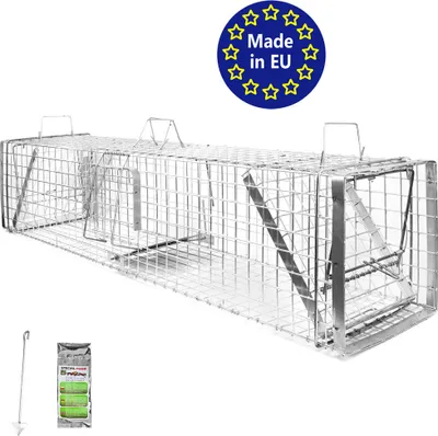 Produktbild von Petigi Tierfalle Lebendfalle für kleine bis mittelgroße Tiere wie Maus, Katze, Marder, Fuchs, Otter, Kaninchen, Modell: , Größe / Modell:Heavy 5 (150 x 34 x 34 cm)
