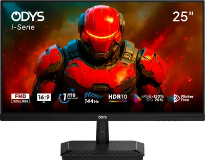 ODYS i25-F-144 Gaming Monitor, 25", 144 Hz, 1ms, Adaptive Snyc, HDR10, 120% sRGB, Flicker-Free, IPS