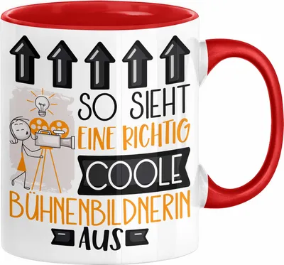 Produktbild von Bühnenbildnerin Geschenk Tasse Geschenkidee für Bühnenbildnerin Geburtstag Weihnachten Spruch So Sieht Eine Richtig Coole Bühnenbildnerin Aus Kaffee-Becher  (Rot)