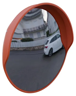 Produktbild von HAGO24 Verkehrsspiegel Ø43cm Outdoor Konvexspiegel Panoramaspiegel Überwachungsspiegel Kunststoff Rund Außen Rot 130-160 Grad