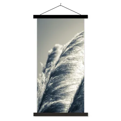Produktbild von MuchoWow® Textilposter Pampasgras - Schwarz - Weiß - Natur 40x80 cm mit schwarzem Rahmen - Wandemalerei