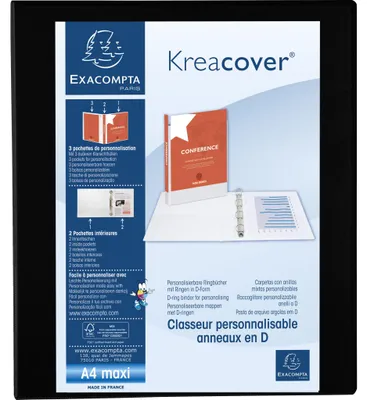 Image de Exacompta 10x Classeur PP 4 anneaux en D 25mm A4 maxi Noir 51846NE