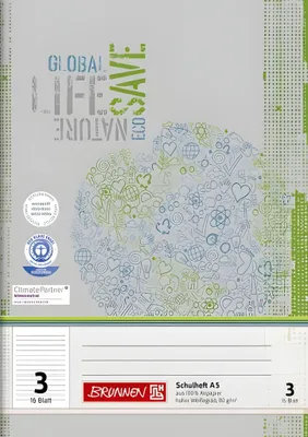 Immagine prodotto di BRUNNEN 104510301 Quaderno riciclato A5 14 sistemi di righe, Lin. 3 grigio-verde