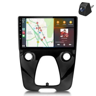 Obrázok produktu pre 10-palcové autorádio s CarPlay, navigačnou funkciou, vhodné pre modely Citroen C1, Peugeot 108, Toyota Aygo II, s ovládaním na volante, RDS, GPS navigáciou a kamerou