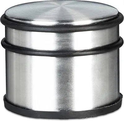 Produktbild von PolkaHome® Türstopper aus Edelstahl für schwere Türen und Fenster – Höhe ca. 7,5 cm, Silber, mit Gummiringen