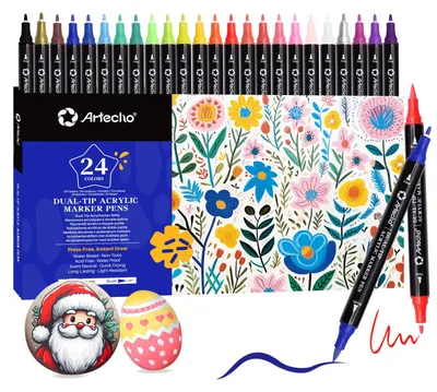 Acrylmarker-Set, 24 Farben, Doppelspitze, für DIY