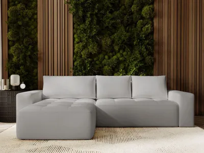 Produktbild von GrainGold Ecksofa L-Form Portland Links - Ecksofa mit Schlaffunktion, Bettkasten - Moderne Ecksofa, Wohnzimmer Sofa - Eckcouch Grau (Trinity 6978)