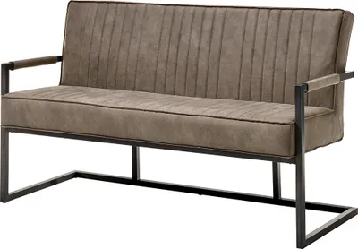 Produktbild von Bank in freischwingender Optik AMSTERDAM-119 Kunstleder in taupe, Gestell schwarz matt, BxHxT: ca. 160x93,5x67 cm