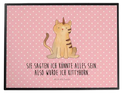 Produktbild von Mr. & Mrs. Panda tischschutz Einhorn Katze - Rot Pastell - Geschenk, Unicorn, Tischschoner, schreibtischunterlage, schreibtischauflagen, Glitzer, Regenbogen, Deko, Mieze