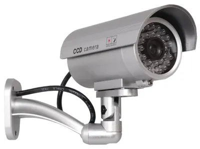 Immagine prodotto di telecamera di sorveglianza, finta telecamera, sistema di allarme, telecamera impermeabile, luce LED (argento)