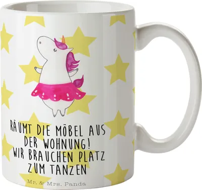 Produktbild von Mr. & Mrs. Panda Kaffeetasse Einhorn Ballerina - Weiß - Geschenk, Tasse, Geburtstag, Becher, Einhörner, Tanzen, Wohnung, Pott, Party, Unicorn, Keramiktasse, Kaffeebecher