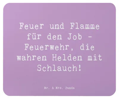 Produktbild von Mr. & Mrs. Panda Mousepad Spruch Feuerwehrmann Helden - Lavendeltraum - Geschenk, Feuerwehrfrau, Beruf, Respekt, Berufspassion, Berufe, mausteppich, laptop mauspad, Held