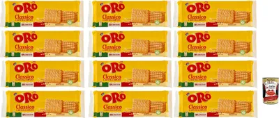 Produktbild von Oro Saiwa Biscotti Classici, Italienische klassische Kekse zum Frühstück, 100% italienischer Weizen, 12x 500 g + italian Gourmet polpa 400g