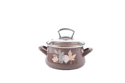 Obrázek produktu pro Hrnec s poklicí Lístky (šedé), puntík 14 cm, 2,3 l