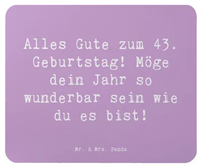 Produktbild von Mr. & Mrs. Panda Mousepad Spruch 43. Geburtstag - Lavendeltraum - Geschenk, Mouse Pad, pc mausunterlage, Geburtstagsgeschenk, Geschenkwahl 43 Jahre, mauspad, Alter