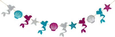 Produktbild von Oblique Unique Meerjungfrau Girlande mit Muscheln Banner für Kindergeburtstag Mädchen Geburtstag Motto Party Deko