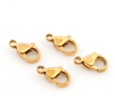 Produktbild von Vintageparts Karabinerverschluss 304 Edelstahl 18k Goldbeschichtung IP 12mm 4 Stück