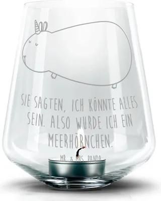 Produktbild von Mr. & Mrs. Panda Glas Windlicht Einhorn Meerschweinchen - Transparent - Geschenk, Teelicht, Laterne, Teelichthalter, Unicorn, gravur, Kerzenhalter, Meerhörnchen