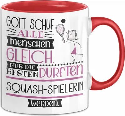 Produktbild von Squash-Spielerin Geschenk Becher Tasse Gott Schuf Alle Menschen Gleich Nur Die Besten Durfeten Squash-Spielerin Werden Geschenkidee Lustig (Rot)