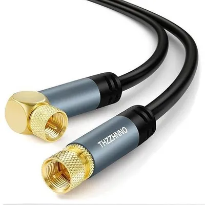 Zdjęcie produktu dla Kabel antenowy TV RG6 5M kątowy 90 stopni pozłacany f iec złącze koncentryc
