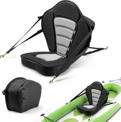 Obrázek produktu pro SucceBuy 1 x kajaková sedačka o tloušťce 65 mm, polstrovaná sedačka pro stand-up paddleboard, lodní sedačka s opěrkou zad, úložná taška a nastavitelné popruhy pro SUP, kánoe, rybářský člun a nafukovací kajak