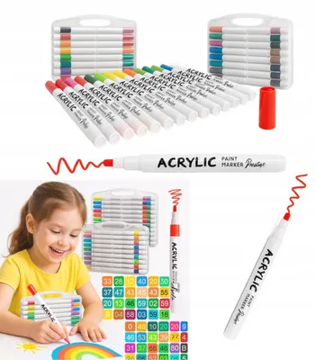 Zdjęcie produktu dla Markery akrylowe zestaw pisaki flamastry mazaki 48szt