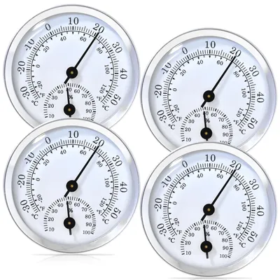 Produktbild von 4 Stück Thermometer Hygrometer, 58mm Präzisions Thermo-Hygrometer, Zimmerthermometer, Temperatur und Luftfeuchtigkeitsmesser Geeignet für Haushalt, Innenbereich, Seniorenzimmer, Babyzimmer usw