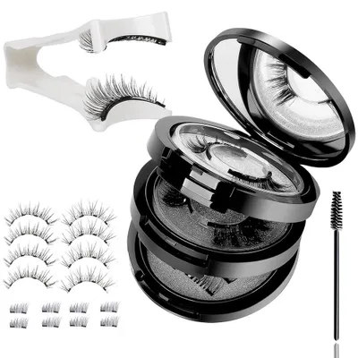 Produktbild von Magnetische Wimpern Set Magnet Wimpern Natürlich Look mit Applikator, Halb- & Vollwimpern Styles, Wiederverwendbare Magnetwimpern ohne Kleber & Eyelin