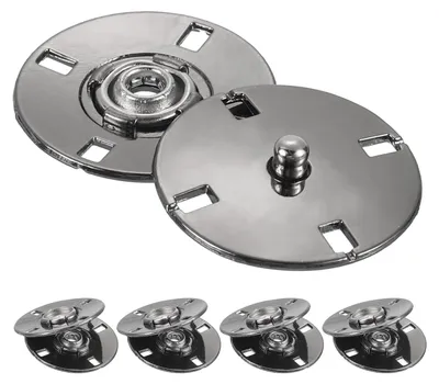 5 unsichtbare Druckknöpfe, Metall, schwarz, 25 mm