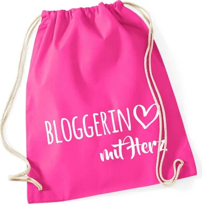 Produktbild von Huuraa Turnbeutel Bloggerin mit Herz 12 Liter Fuchsia Baumwolle Rucksack Geschenkidee