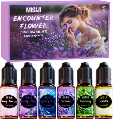 Produktbild von FastShopping - Blumenetherische Öle Set für Diffusor, Aromatherapie Duftöle, Geschenkset, 6 Duftöle für Diffusor, Kerzenherstellung, Meerrosen, K