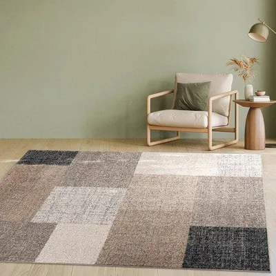 Produktbild von Geruit Vloerkleed aus Naturfaser, 140x200 cm, Braun mit cremefarbener Optik