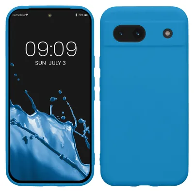 Produktbild von kwmobile Handyhülle für Google Pixel 8a Hülle - weiches Handy Silikon Case - Schutzhülle Cover - Blue Reef