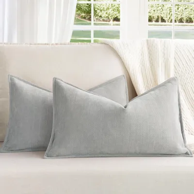 Produktbild von Kissenbezüge Chenille Hell Grau 30x50 cm 2er Set