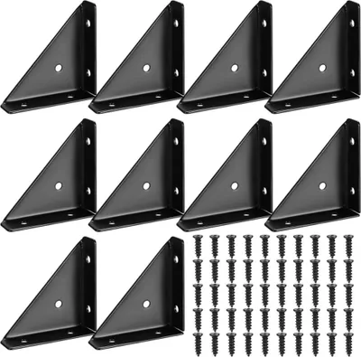Produktbild von Metall-Eckverbinder - 90?-Winkelverbinder - Möbeleckverbinder - Befestigungswinkel - Für Tisch-, Schrank- und Stuhlecken - Schwarz - 10er-Pack