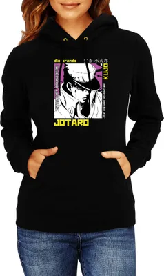 Obrázok produktu pre Dámska Mikina S Kapucňou Manga Japan Anime Comics Animation Jojo Bizzare Adventures Brando, Lady 2XL / čierna
