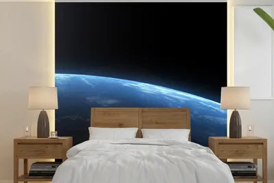 Produktbild von MuchoWow® Fototapete für Wohnzimmer oder Schlafzimmer Wandtapete Vinyl Motivtapete Erde - Weltraum - Planeten - 350x350 cm - Schlafzimmertapete