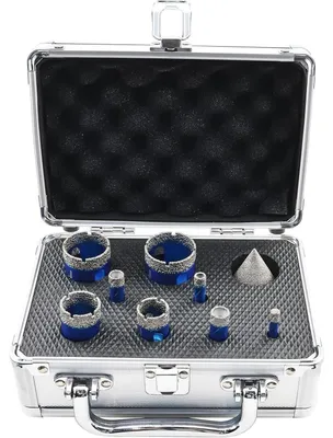 Produktbild von Diamant Trockenbohrer Set 9-teilig für Fliesen & Stein 6-35mm + 35mm Fasenbohrer