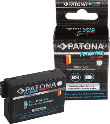 Obrázek produktu pro Platinum Akku f. Canon EOS 550D 600D 650D 700D LPE8 LP-E8 LP-E8+
